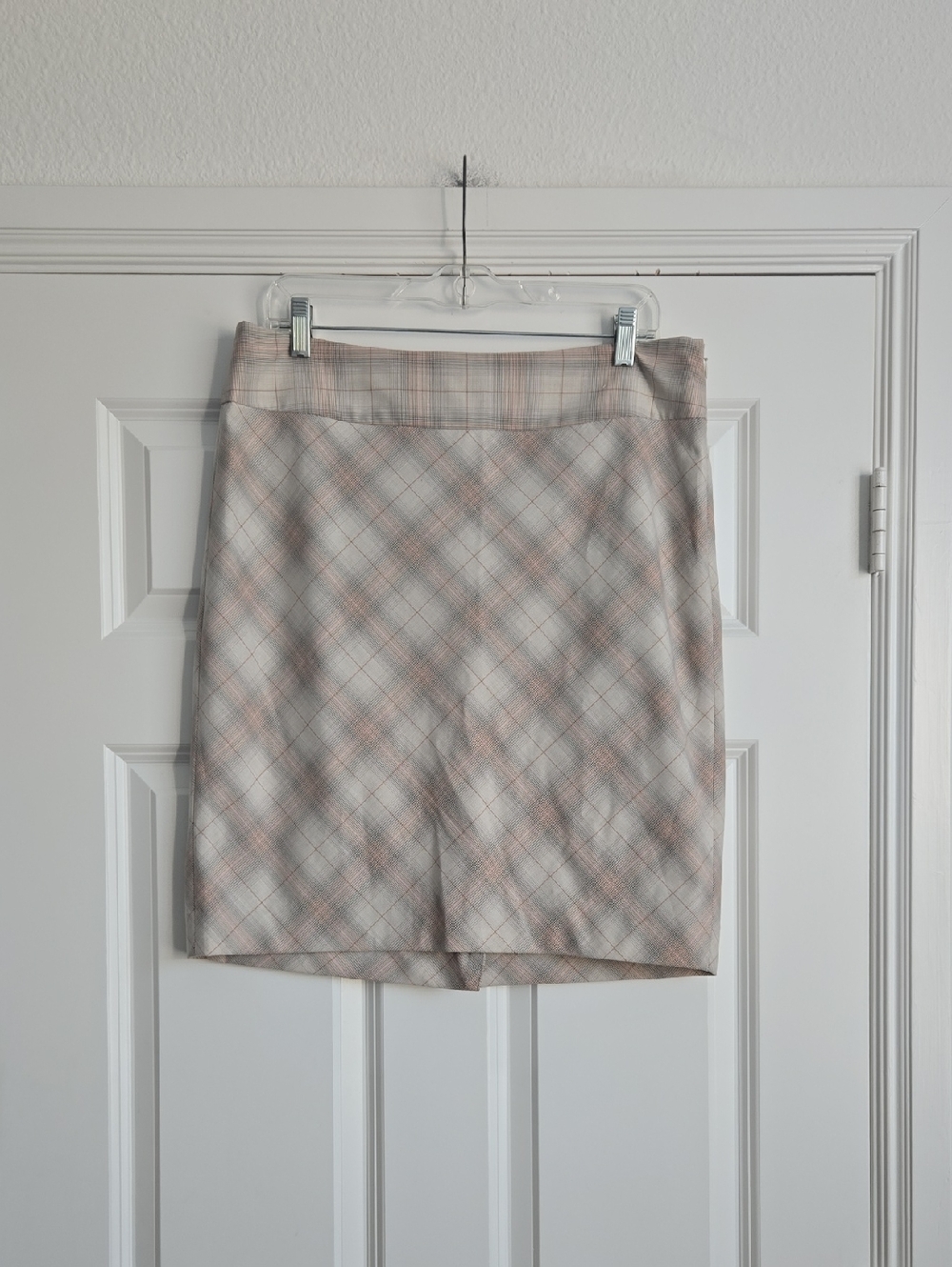 The Limited Plaid Mini Skirt in Light Gray and Blush - Picture 1 of 7